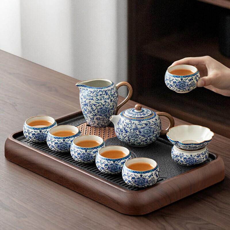 景德镇青花瓷汝窑茶具套装2026新款泡茶专用家用小型茶台一整套轻