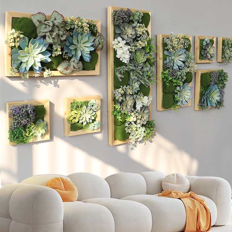 浅竺可壁挂植物装饰绿植墙壁背景墙鹿头仿真多肉挂饰北欧卧室