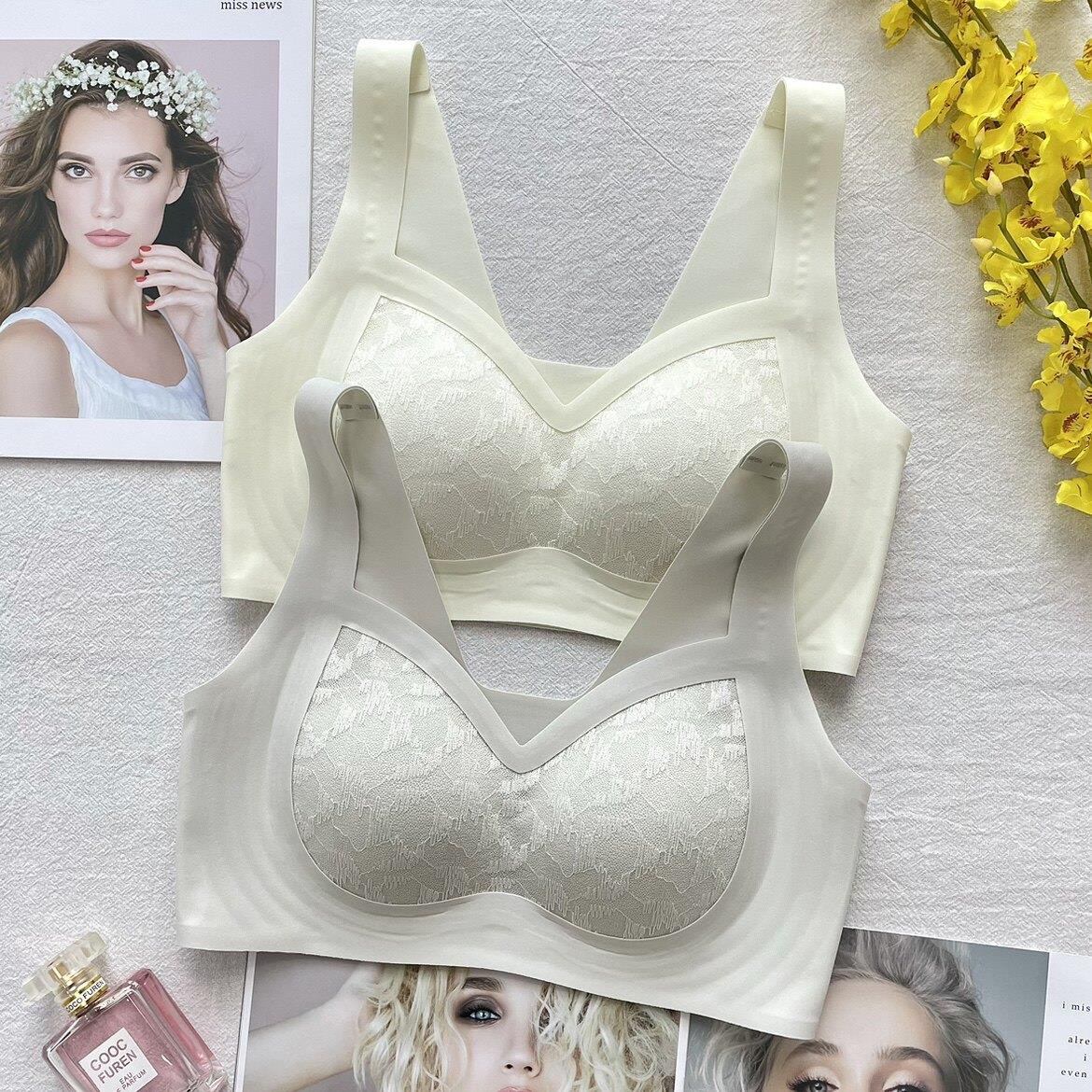 古妃正品无痕背心蕾丝薄杯内衣女聚拢收副乳无钢圈运动睡眠文胸罩