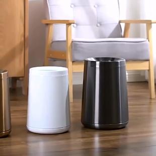 OZone爆款 不锈钢锥形垃圾桶客厅高颜值摇盖酒店卫生间