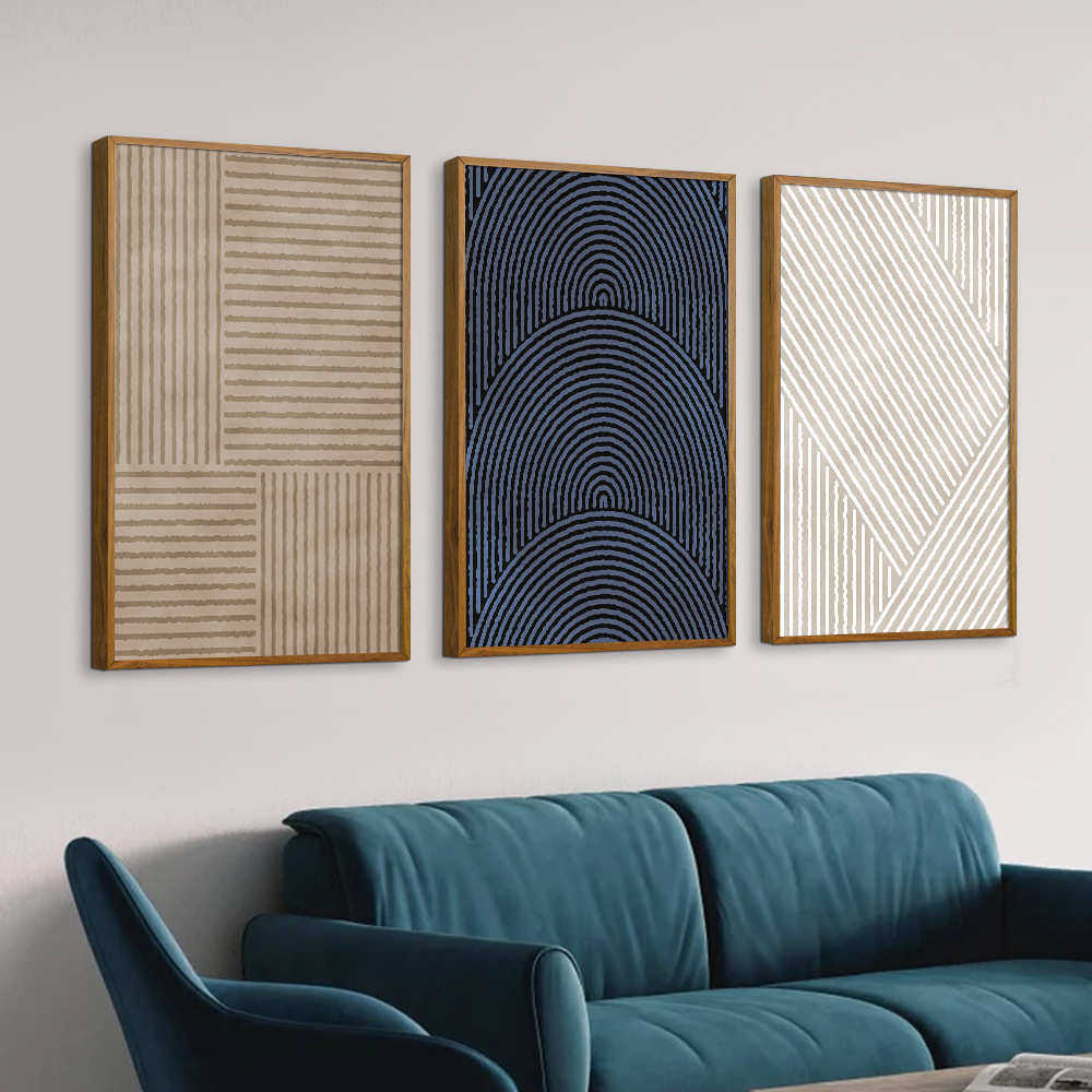 2025年新款抽象艺术客厅挂画条纹纹理简约壁画带框装饰画