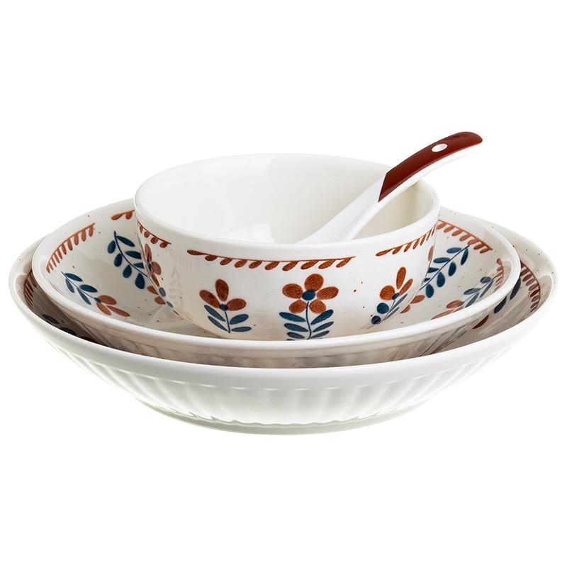 碗碟套装家用日式陶瓷碗盘复古创意网红碗筷轻奢餐具组合乔迁酬恒