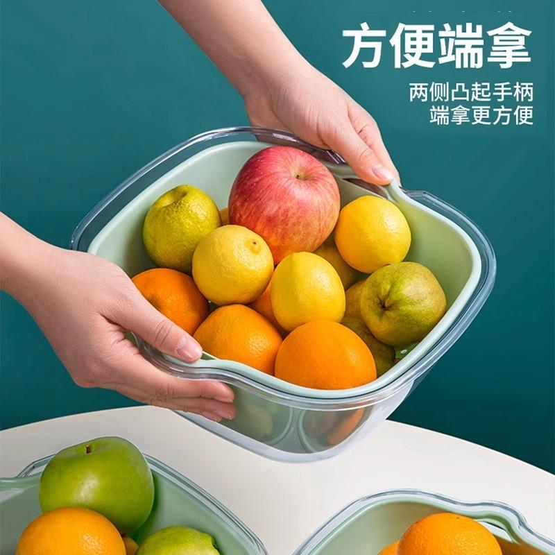 德国品质双层洗菜盆沥水篮厨房家用洗水果盘滤水收纳筐六件套蓝子