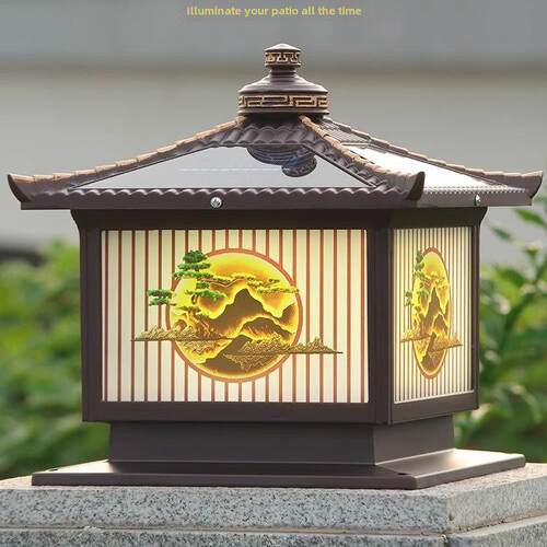 太阳能新型中式柱灯、壁灯、户外防水门柱灯、户外花园别墅庭院灯