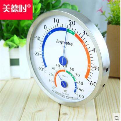 美德时TH602F指针式温湿度计进口机芯家用室内不锈钢精准温度计表