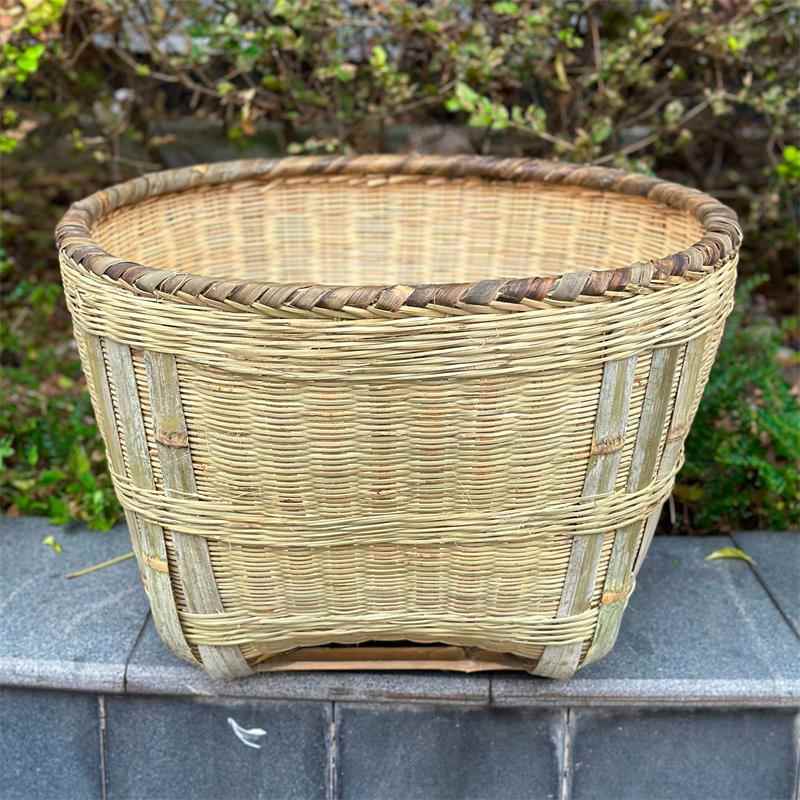 手工竹编大号箩筐四川竹编织品箩篼粮食竹筐收纳篓喜事筐簸箕竹篓