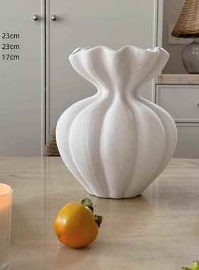 正品林与艺/式大花瓶侘寂白色高级摆感件餐桌家居中法古风复古术