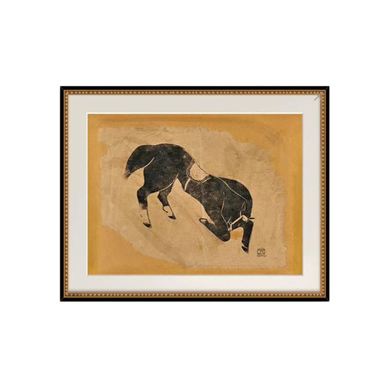 常玉复古玄关装饰画法式小众动物挂画常玉金钱豹壁画餐厅酒柜招财