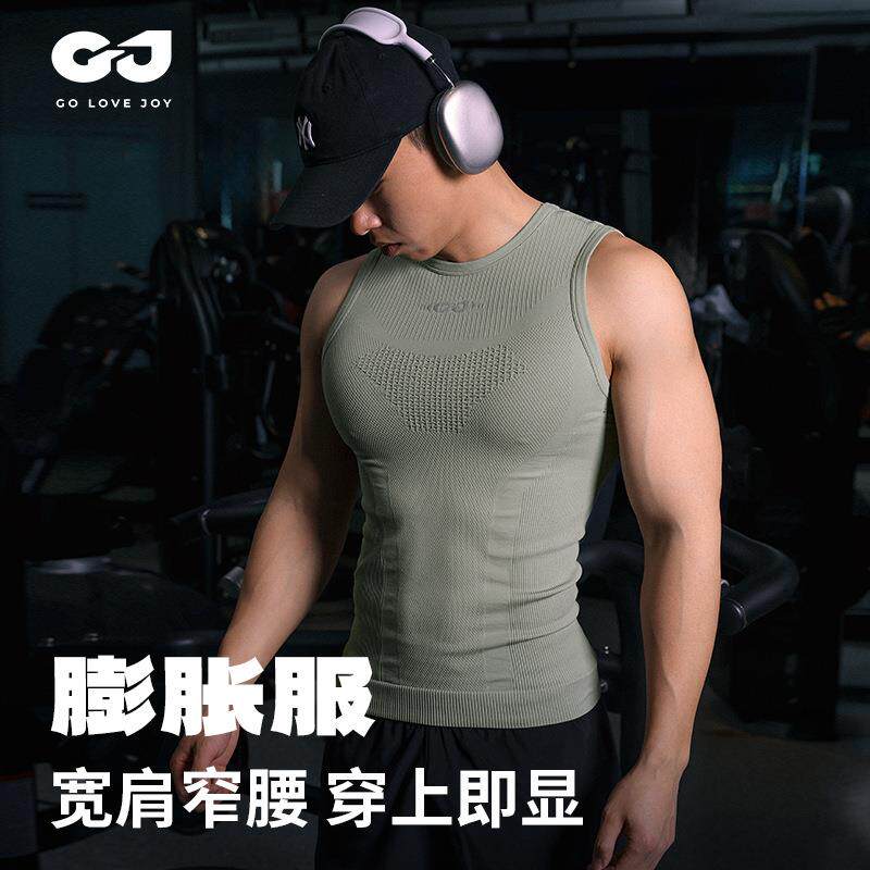 新款运动背心男健身跑步骑行速干透气弹力训练紧身无袖显肌肉JS01