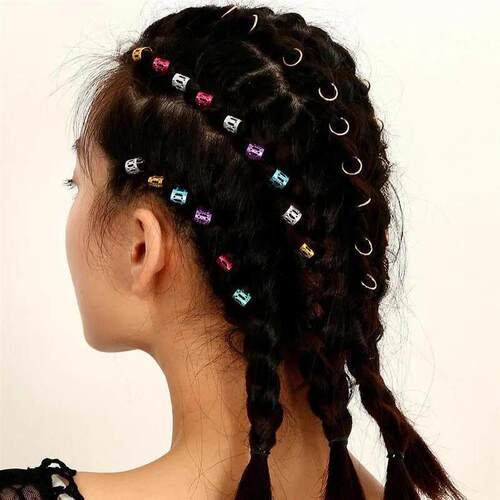 100pcs Gold Silver Dreadlock Hair Rings Adjustable Cuff