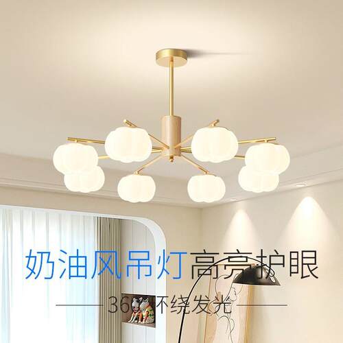奶油风客厅吊灯现代简约大气2025新款三室两厅灯具全屋套餐组合