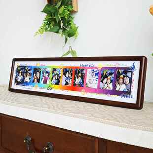 拍立得相框送男友礼物摆件彩虹拍立得mini3寸宽幅5寸实木画框