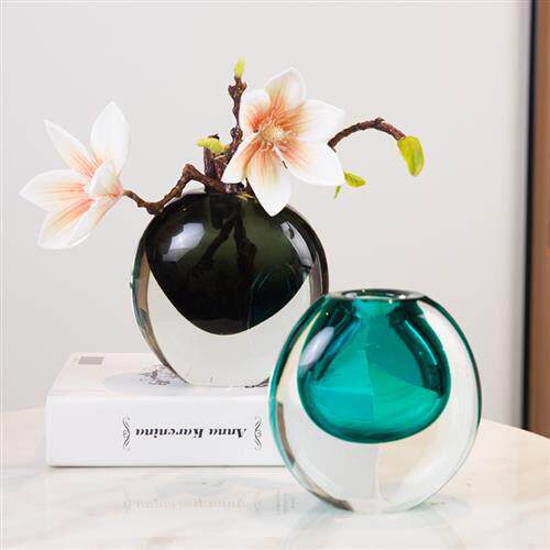 北欧轻奢琉璃花瓶摆件客厅插花简约家居餐桌小花瓶玄关装饰品