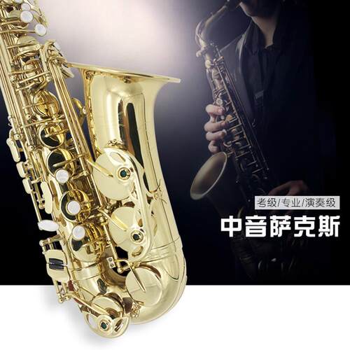 初学演奏级乐器中音萨克斯儿童/大人漆金中音降E萨克斯管