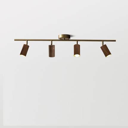 木加灯饰北欧led射灯客厅墙灯黑胡桃实木服装店轨道过道复古射灯