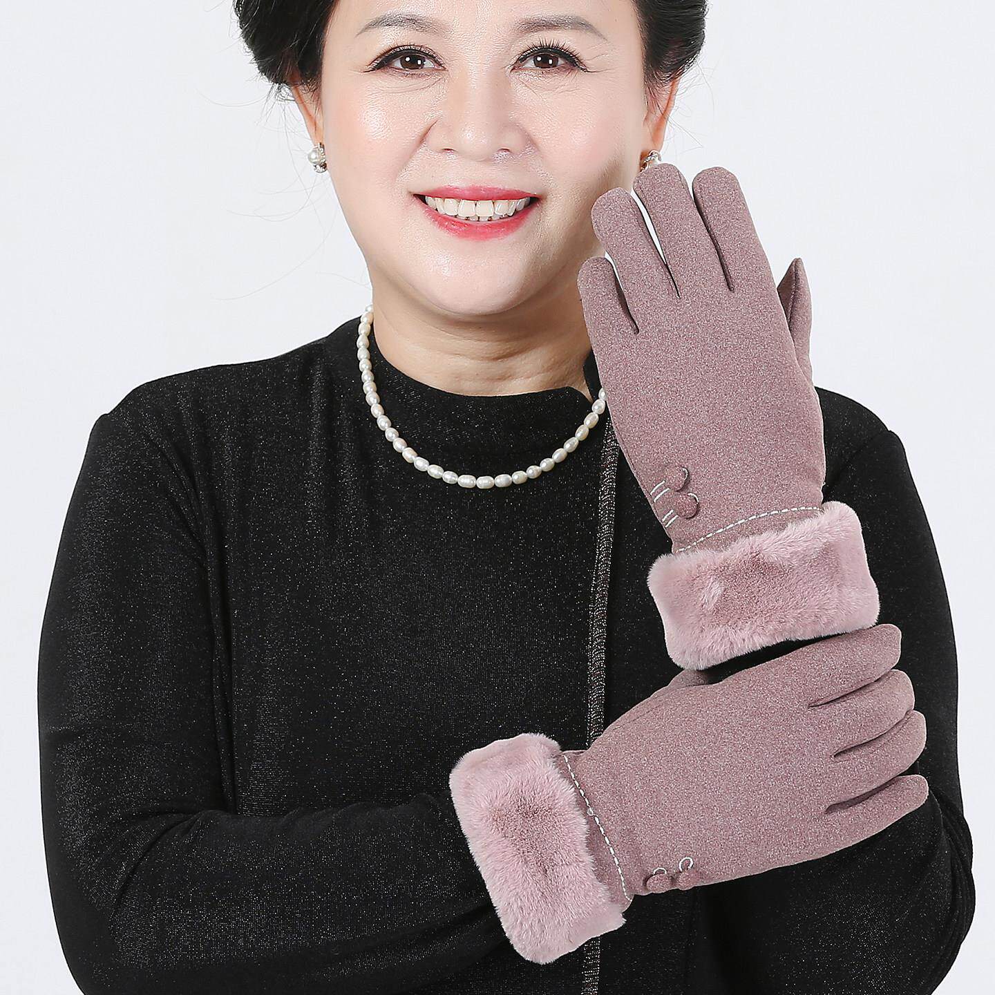 优质棉线手套秋冬季户外老人骑行手套女防寒防风保暖妈妈奶奶加绒