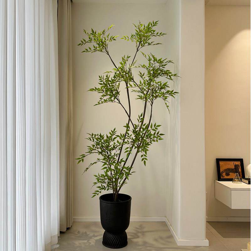 海虹景品南天竹彷真绿色植物高端轻奢室内客厅彷生假植物大型落地