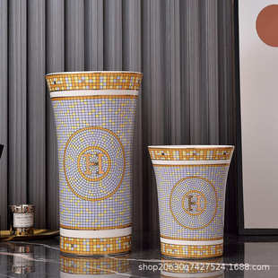 插画干花装 高档轻奢客厅电视柜家居花瓶 饰花瓶 陶瓷花瓶摆件 欧式