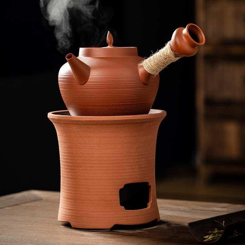 潮州红泥砂铫煮水壶家用功夫茶煮茶器炭炉电陶炉紫砂煮茶壶组合