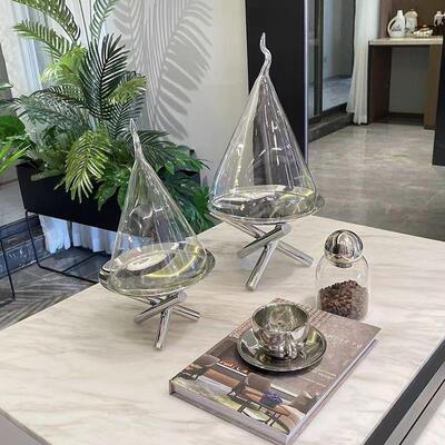 现代简约不锈钢水果盘香薰托盘摆件客厅餐桌茶几电视柜家居装饰品