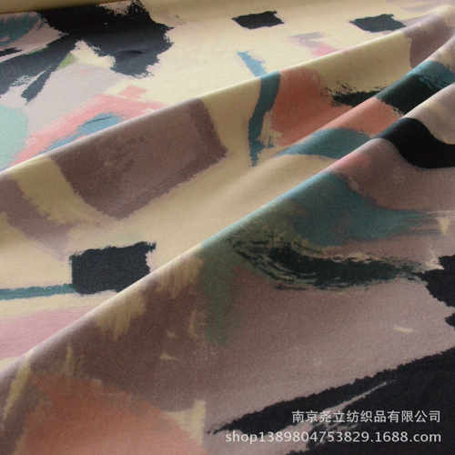 现货全毛双面呢印花面料  印花毛呢面料  双面呢水彩画现货毛呢