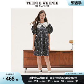 TeenieWeenie小熊甜美花边娃娃领气质淑女裙连衣裙碎花裙收腰