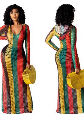 Long Crochet Beach Cover Up Robe De Plage Swimsuit Cover Up