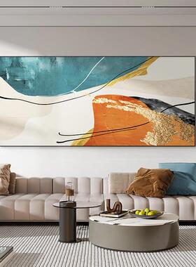 网红现代简景约级客厅画沙发背墙装饰横幅抽象线艺术挂画高条画感