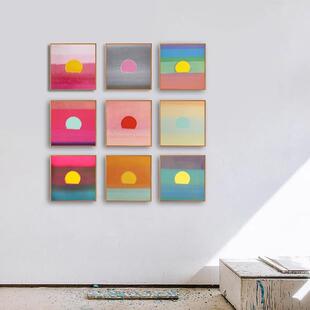 安迪沃霍尔日出日落装饰画简约日系卧室摆画波普风艺术色块壁挂画