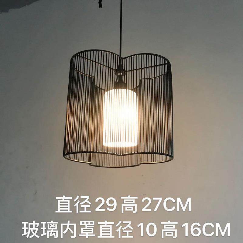 中式吊灯竹艺竹编田园餐厅饭店民宿黑色竹丝灯笼餐厅吊灯铁丝吊灯