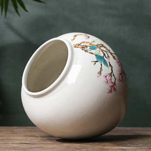 景德镇陶瓷花瓶奶油风玉兰花高颜值水养水培白色花瓶中式家居摆件