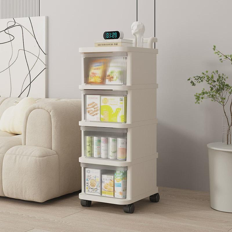 家用收纳手推车客厅零食架带轮小推车卧室杂物整理收纳架落地多层