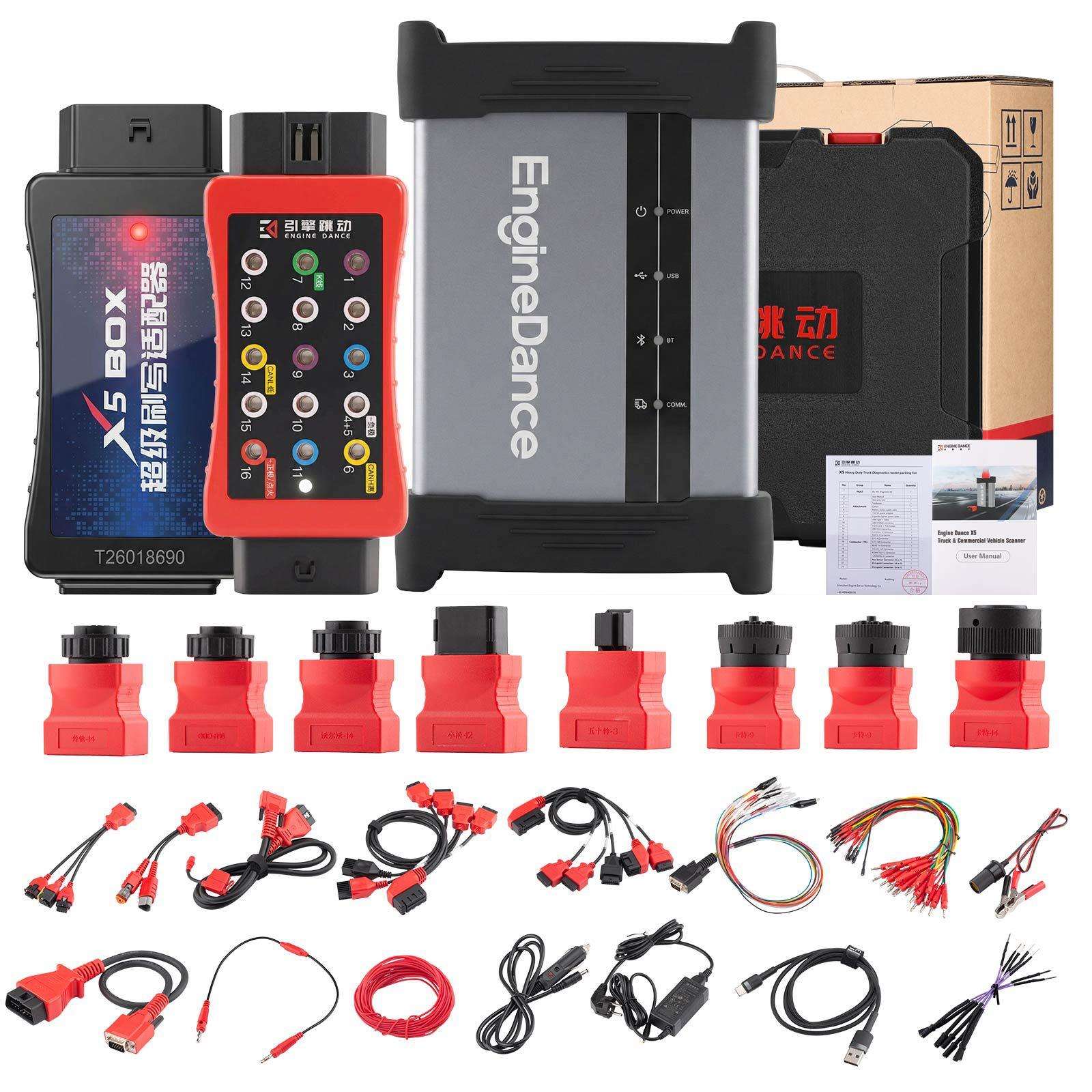 EngineDanceX52-in-1ECU编程和卡车诊断带box读刷编程适配器