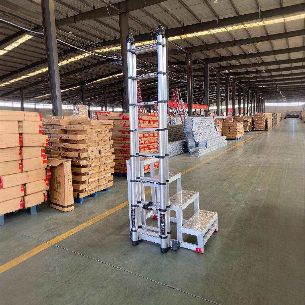 金鲁霸伸缩梯不锈钢多功能梯加厚铝合金伸缩梯人字梯便携折叠梯竹