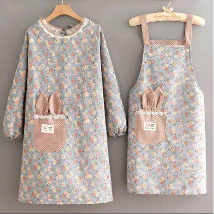 Wholesale Princess Canvas Long Sleeve Waist Apron for Women