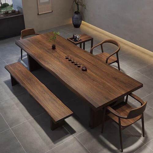 新中式实木茶桌创意家用大板茶台现代简约客厅茶桌椅阳台喝茶桌