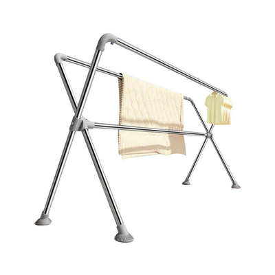 移动双杆落地晾衣架简约款晾衣架双杆免打孔升降调节伸缩杆晾衣架