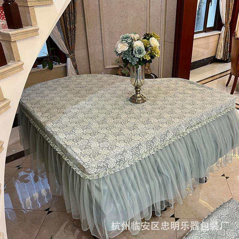 厂家供应新款蕾丝三角钢琴罩全罩现代简约钢琴防尘罩凳罩