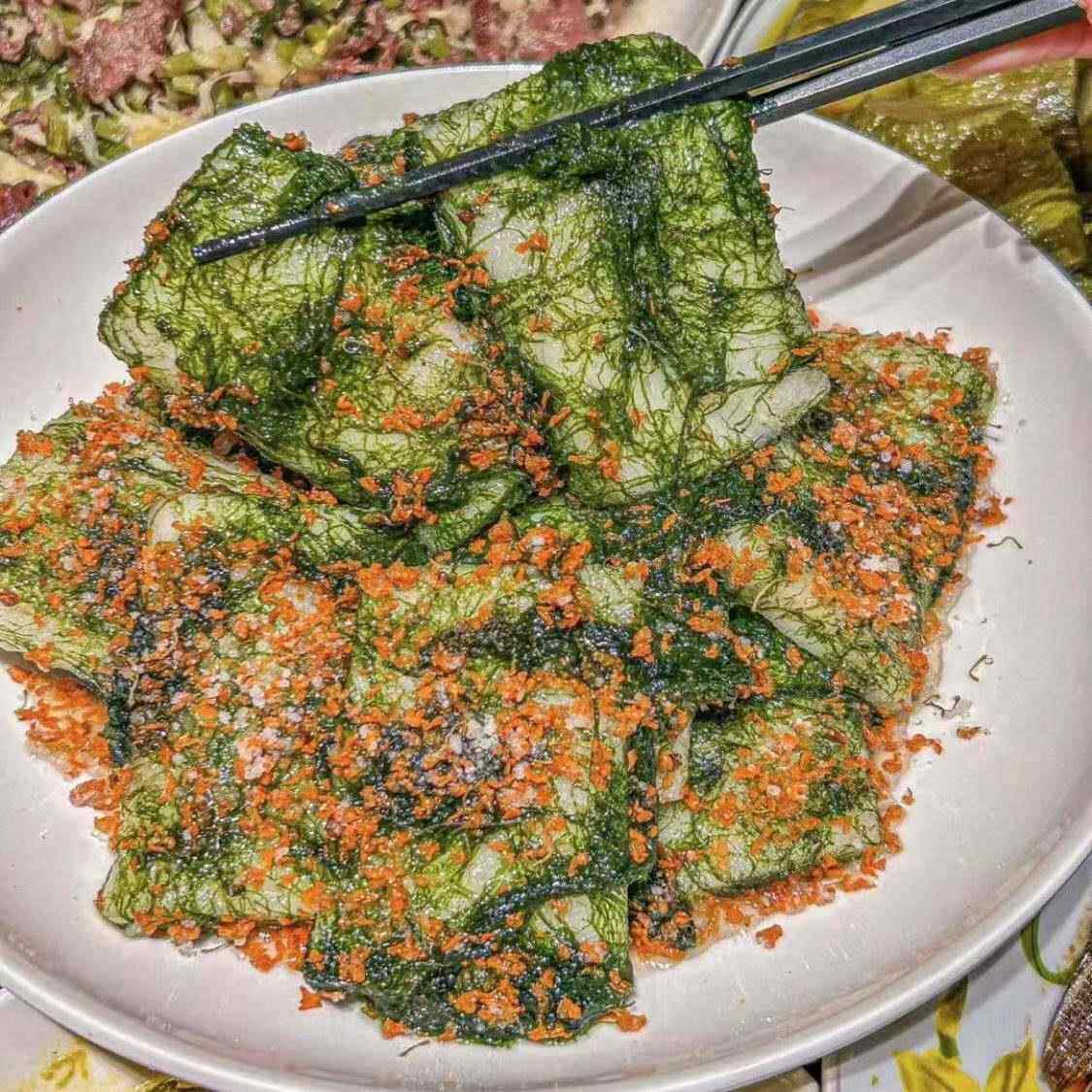 【苔菜年糕】宁波风味苔条干年糕饭店年糕桂花脱水苔菜三七市真空