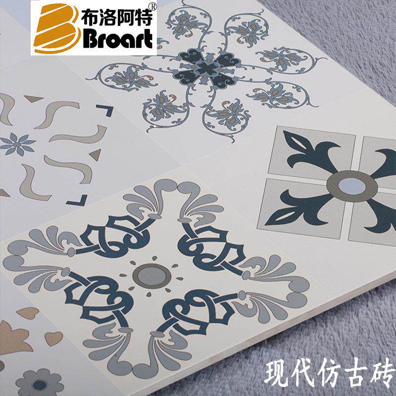 直销新款北欧几何背景墙花砖600x600黑白瓷砖彩色艺术花片瓷砖水