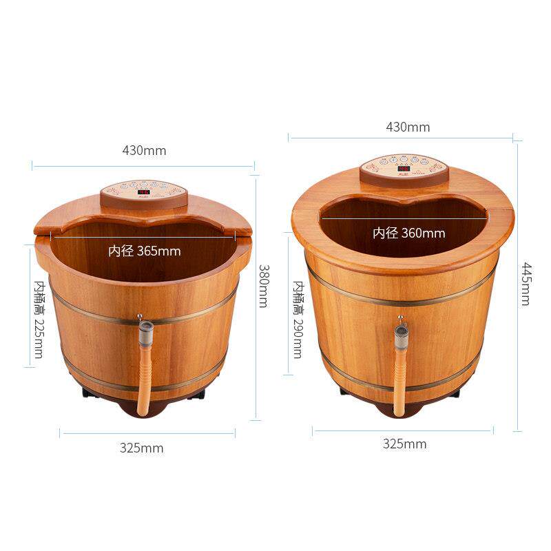 追健橡木足浴器泡脚桶足浴桶洗脚盆木桶全自动加热按摩家用深