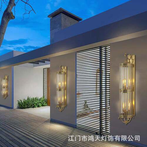 户外壁灯欧式全铜别墅大门两侧庭院墙壁室外防水楼梯过道长款灯