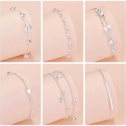 Lucky Bead Charm Bracelet For Women Chain Round Bangles Fash
