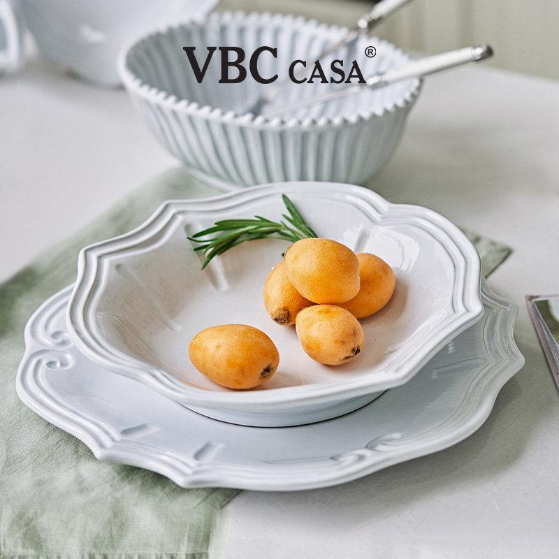 意大利VBC casa经典巴洛克黑陶土餐盘碗覆古咖啡杯浮雕花边圆盘