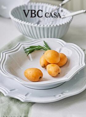 意大利VBC casa经典巴洛克黑陶土餐盘碗覆古咖啡杯浮雕花边圆盘