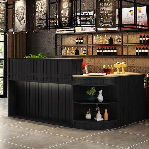 工业风吧台收银台店铺小型商用柜台酒吧奶茶店创意转角前台接待台