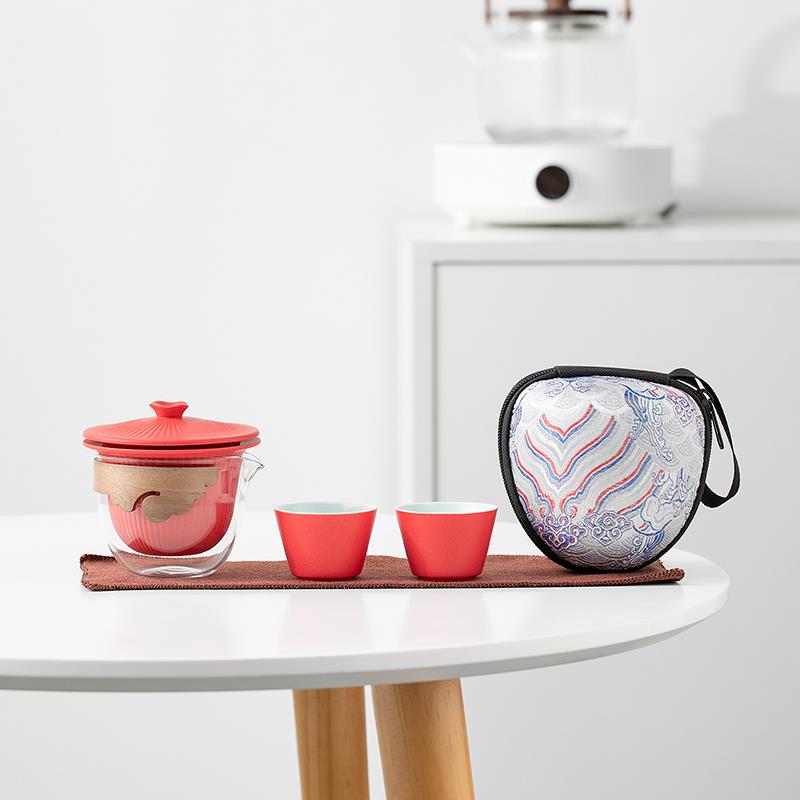 高档客杯一三杯旅壶行具套装盖碗陶瓷防烫高档户外车载便茶携快式