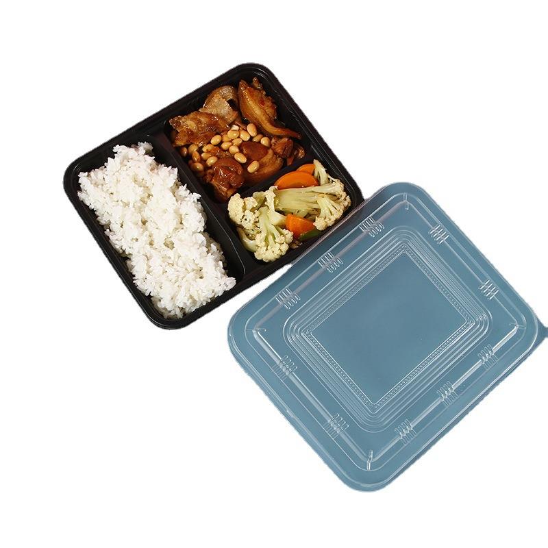 现货一次性饭盒方形塑料多格食品级加厚有盖外卖密封便当打包饭盒