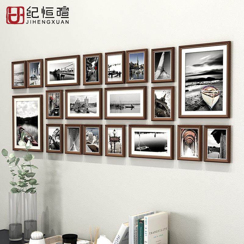 实木洗照片做成相框挂墙结婚照画框像框架定制相片框组合来图定做