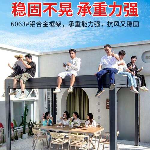 户外凉亭院棚铝金庭百合叶电动翻转767现代简欧花园露台遮雨室外